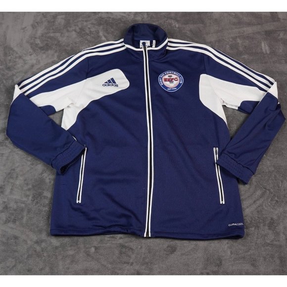 Adidas Soccer Jacket Men's Blue White East End Football Club Climacool Track - Picture 1 of 14